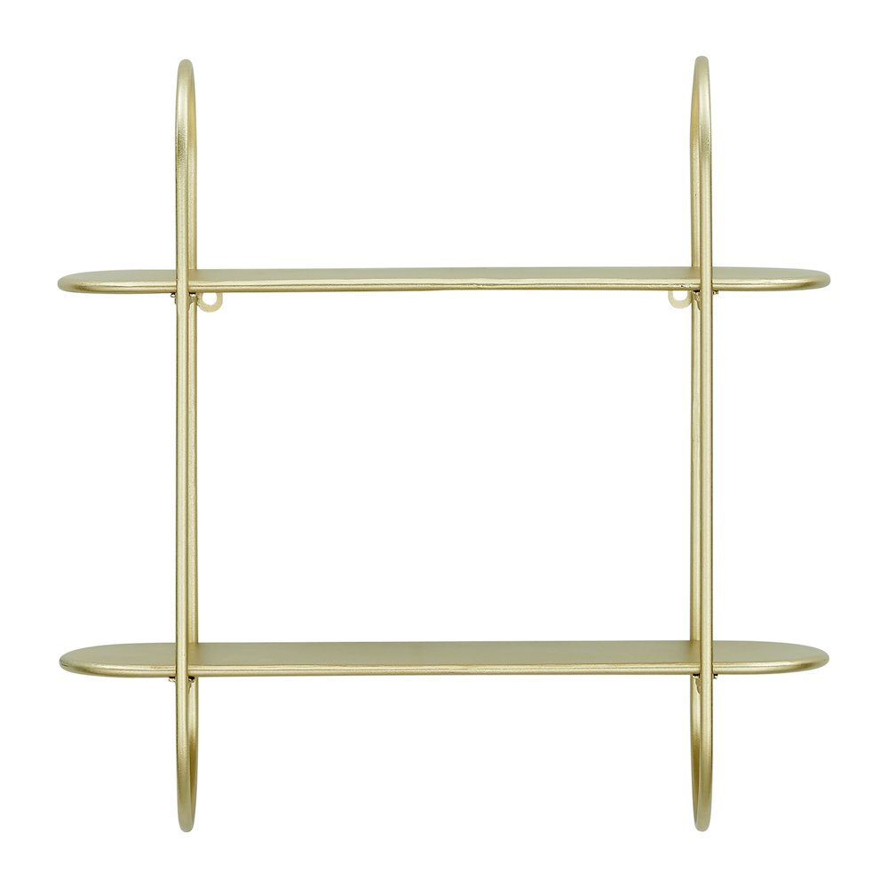 Two-Tier Warm Gold Metal Hanging Bracket Wall Mounted Shelf. Picture 1
