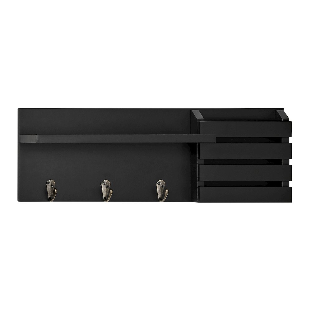Utility Shelf with Pocket and Hanging Hooks - Black. Picture 10