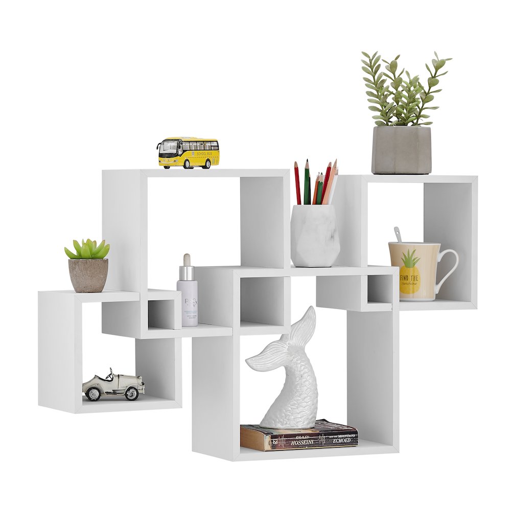 Blocchetto Intersecting Cubes Wall Shelf - Horizontal/Vertical - White. Picture 12
