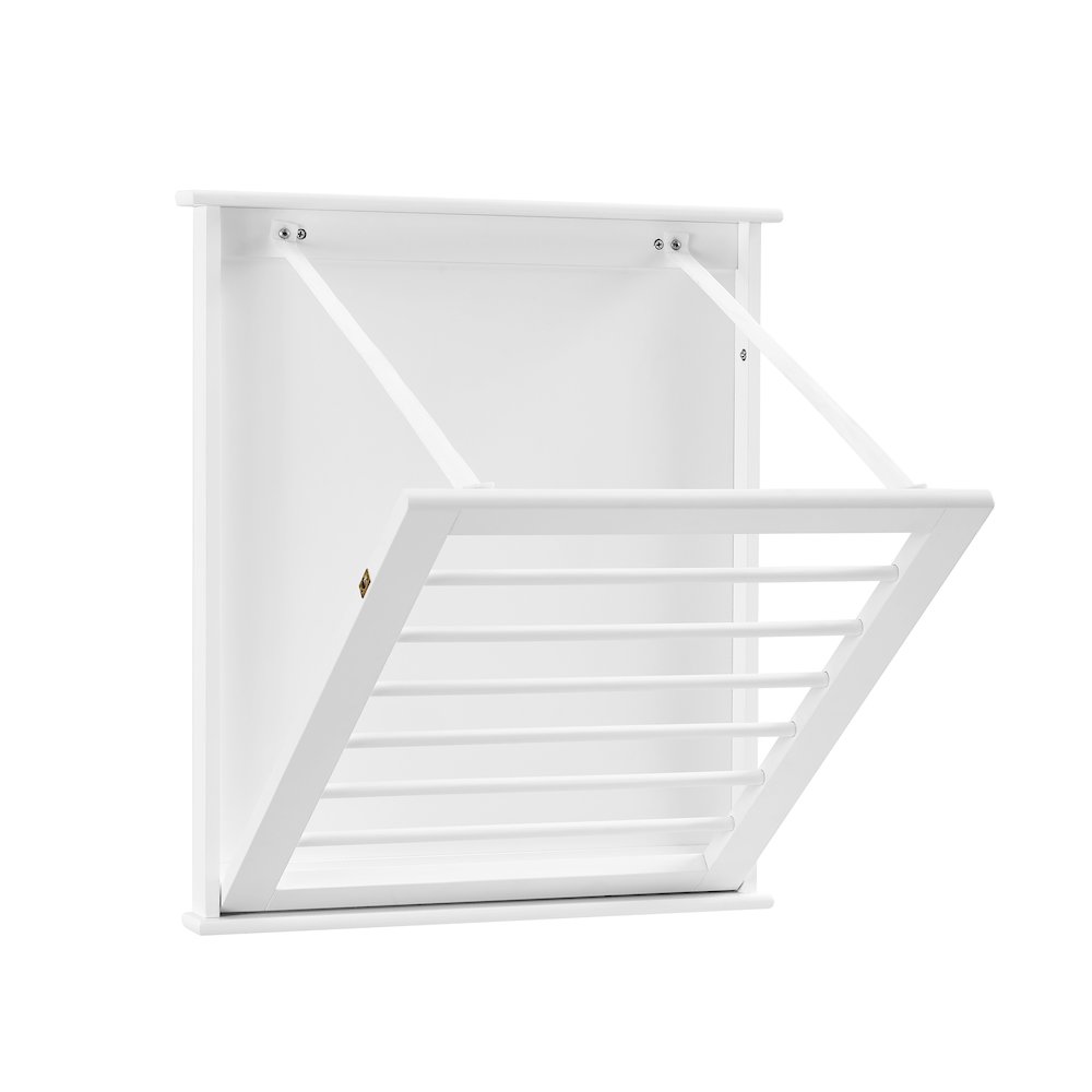 Folding Wall Mounted Drying Rack - White. Picture 1