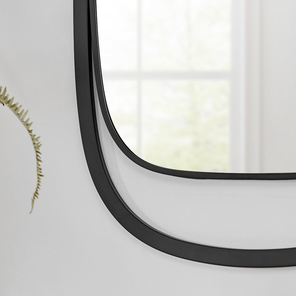 Sonya 29.6-inch Contemporary Rectangular Wall Mirror with Black Iron Frame. Picture 9