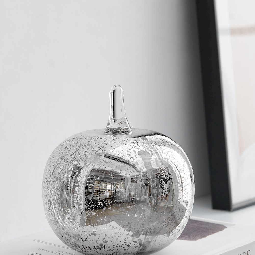 Alloya Apple Decorative Accent Tabletop Glass Sculpture Figure - Silver. Picture 5