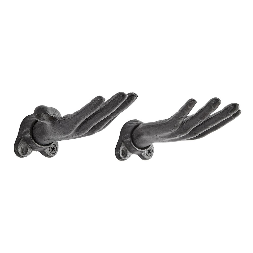 "Palms Up" Dark Brown Cast Iron Wall Mount Hook Set (Set of 2). Picture 1