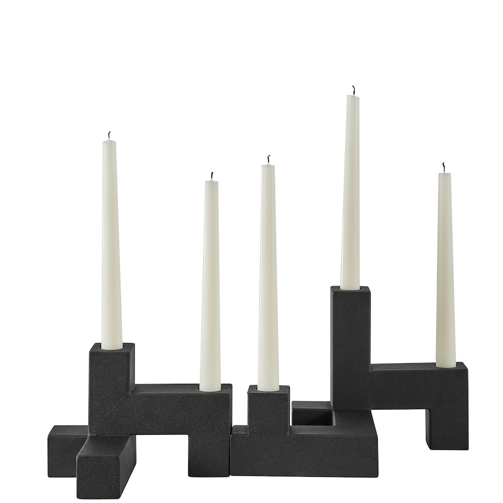 Contemporary Black Metal 2-Piece Stacking Candelabra Taper Candle Holder Set. Picture 8