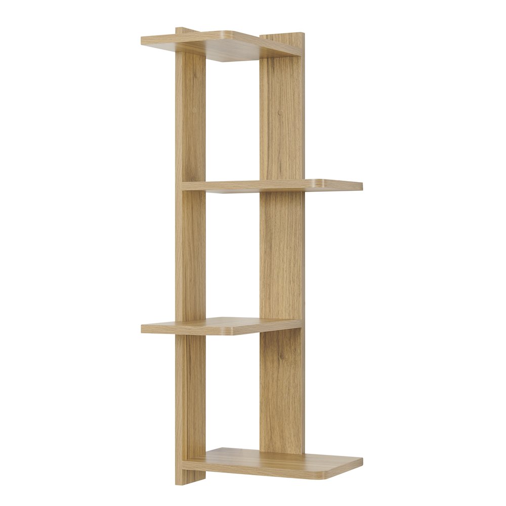 Alvar Corner 4-Tier Floating Ledge Column Wall Shelf - Chestnut. Picture 13