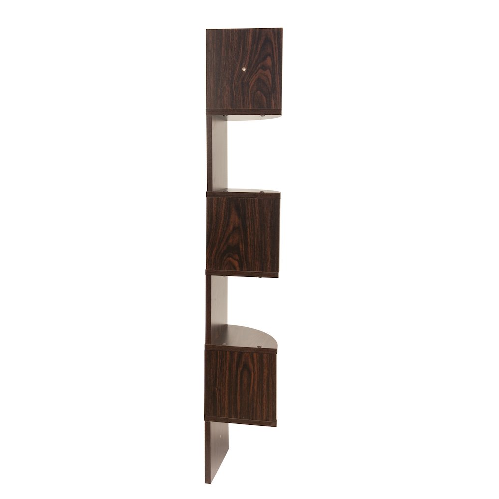 Large Laminated Walnut Veneer Corner Wall Mount Shelf. Picture 3