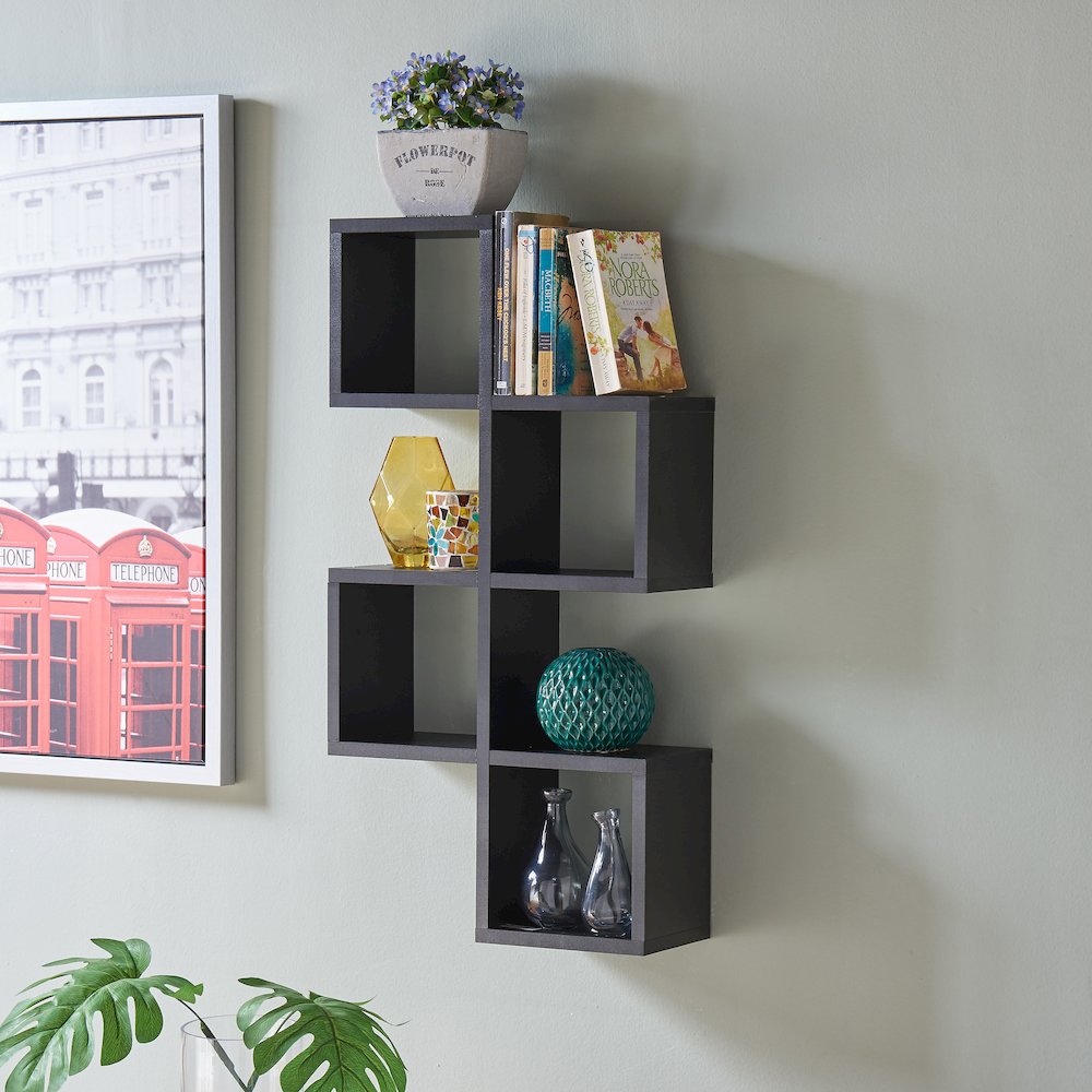 Cubby Chessboard Wall Shelf – Black. Picture 2