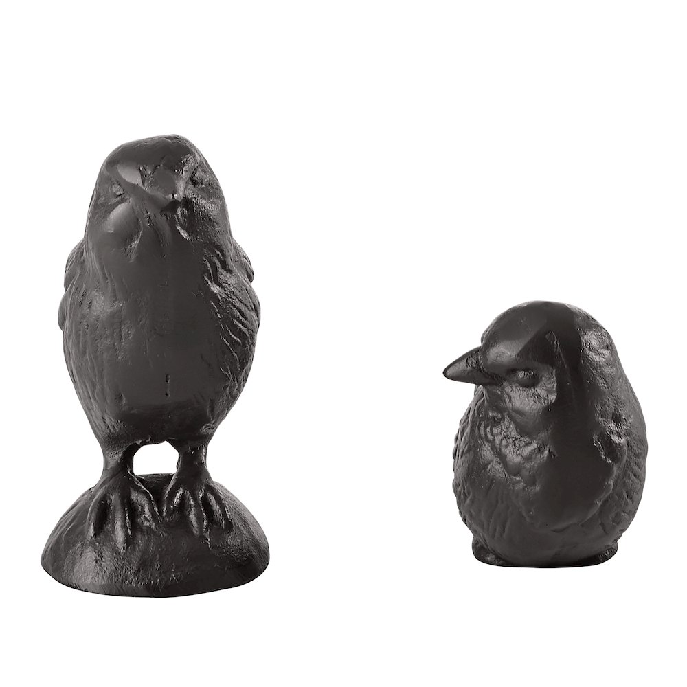 Brown Cast Iron Set of 2 Bird Sculptures - Tabletop Decorative Paperweights. Picture 7