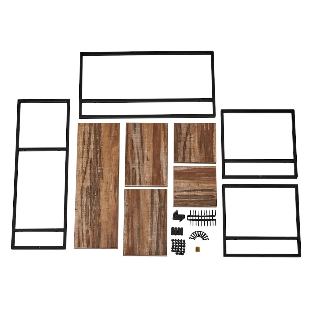 Framed Wall Art 4-Piece Modern Shelf Set - Black Metal and Rustic MDF Shelves. Picture 6