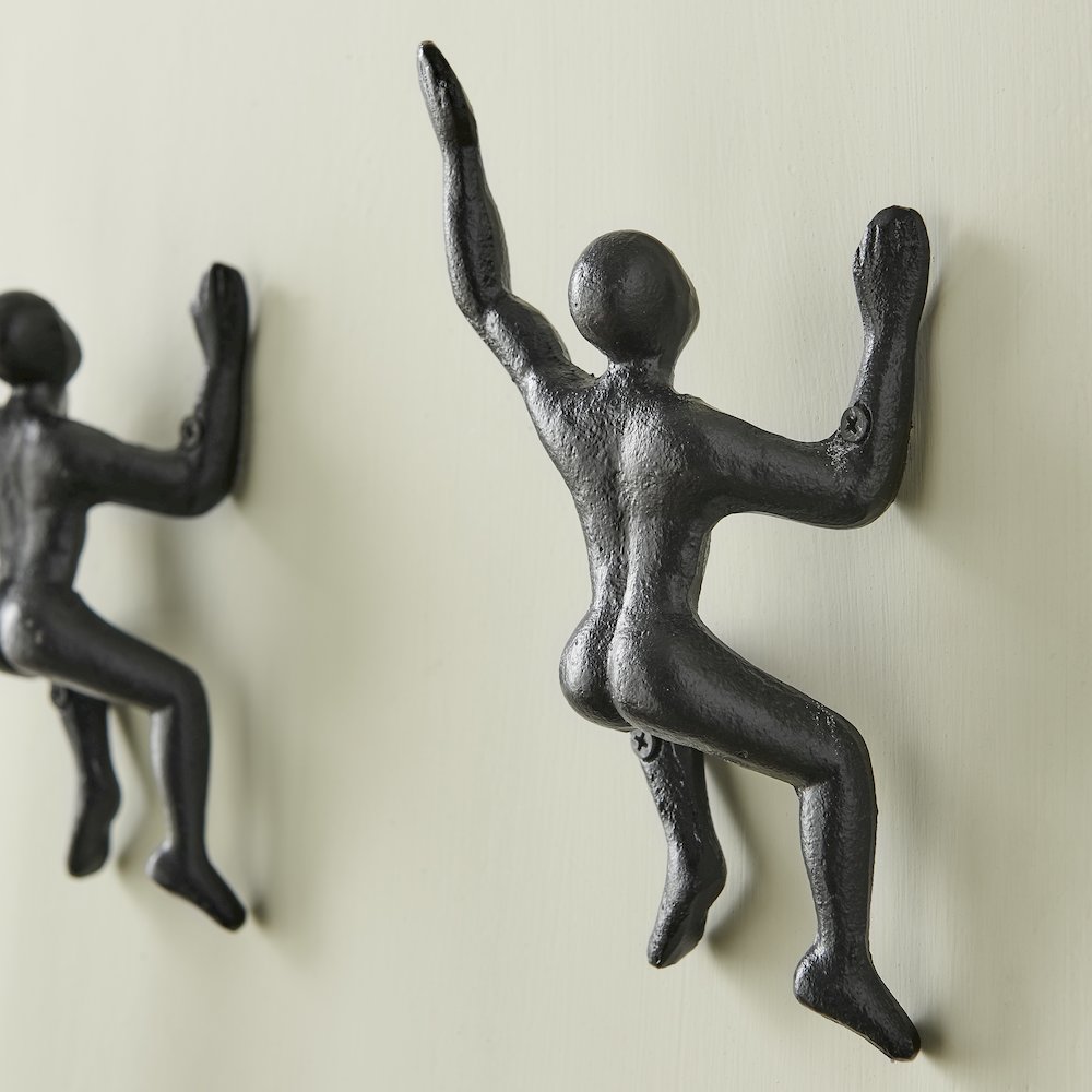 "Wall Climber" Cast Iron Decorative Black Wall Mount Hook (Set of 2). Picture 5