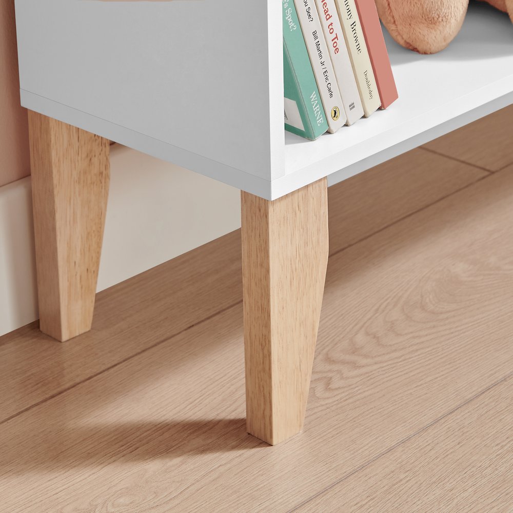 Steiner White Dollhouse 8-Compartment Kids Freestanding Bookshelf - Beech Legs. Picture 8