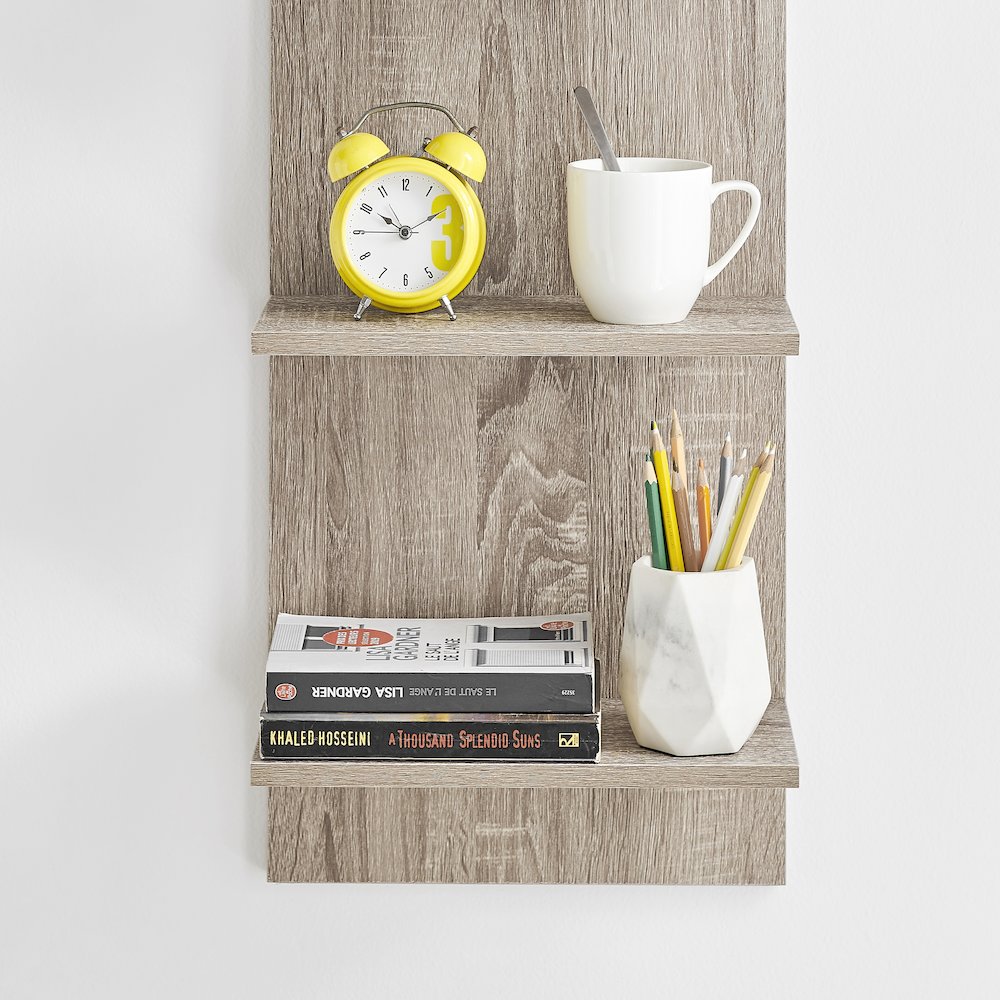 Weathered Oak Finish Wide Column Wall Shelf. Picture 6
