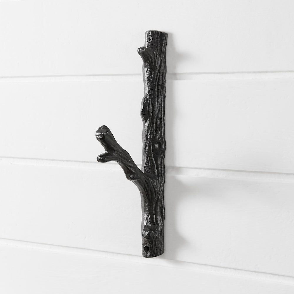 Brown Cast Iron Tree Branch Wall Mount Coat Hooks (Set of 2). Picture 5