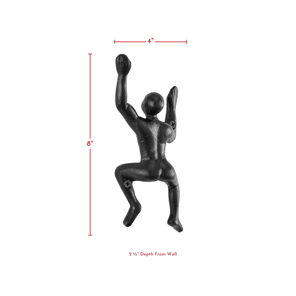 "Wall Climber" Cast Iron Decorative Black Wall Mount Hook (Set of 2). Picture 2