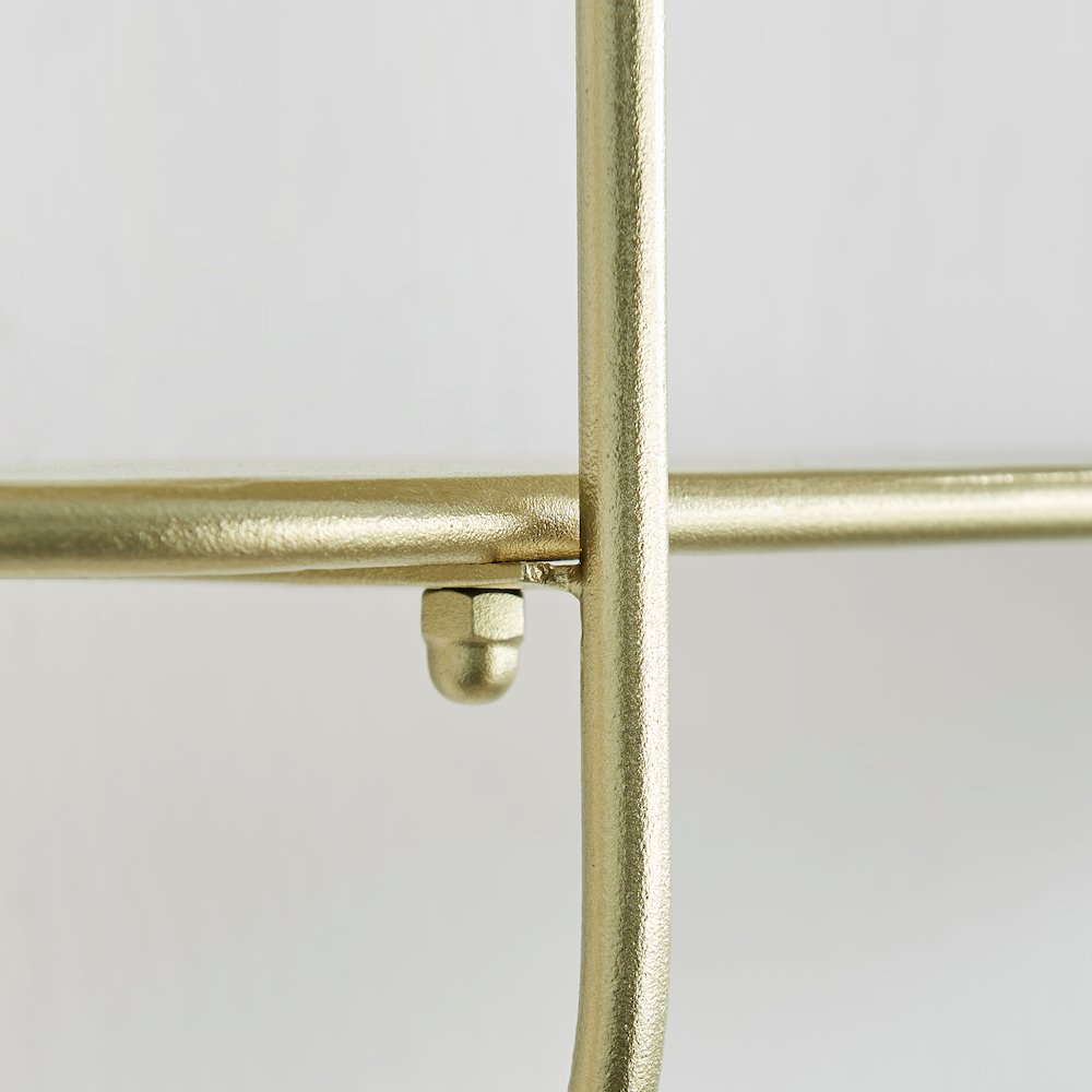 Two-Tier Warm Gold Metal Hanging Bracket Wall Mounted Shelf. Picture 6