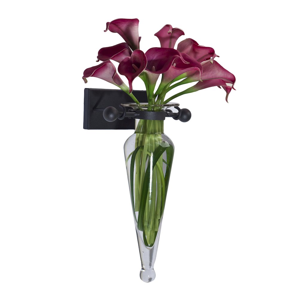 Clear Amphora Vase on Iron Sconce with Finials. Picture 8