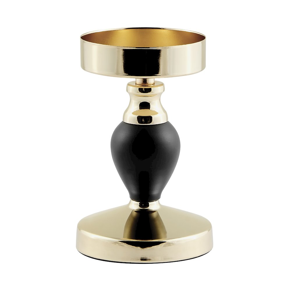 Talia Black and Gold Candlestick Taper Candle Holders - Set of 3. Picture 11
