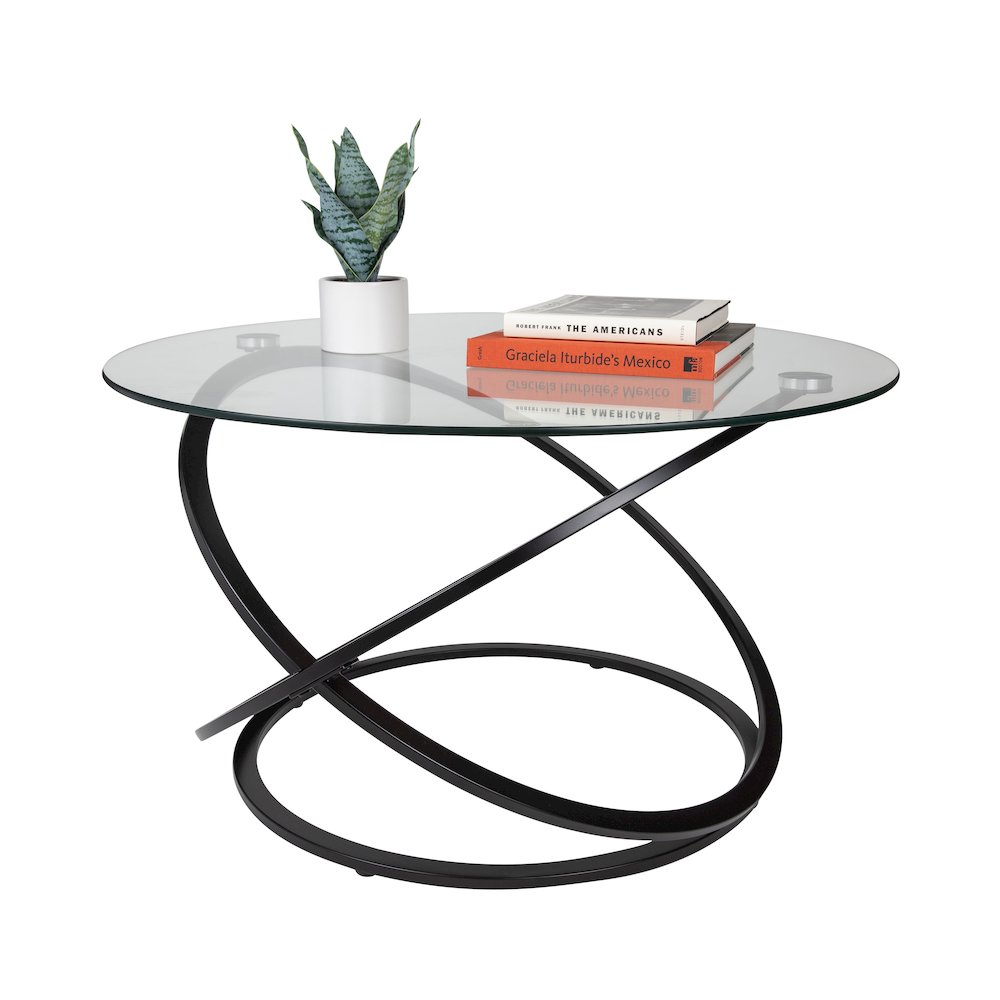Galaxy Black and Tempered Glass Round Coffee Table. Picture 13