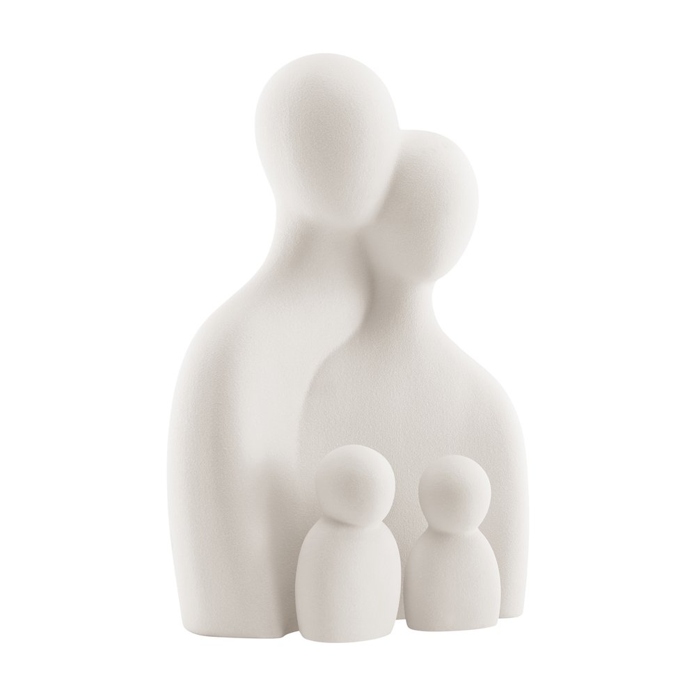 Hans Cream Abstract Nesting 3 Piece Family of 4 Matte Ceramic Sculpture Figures. Picture 7