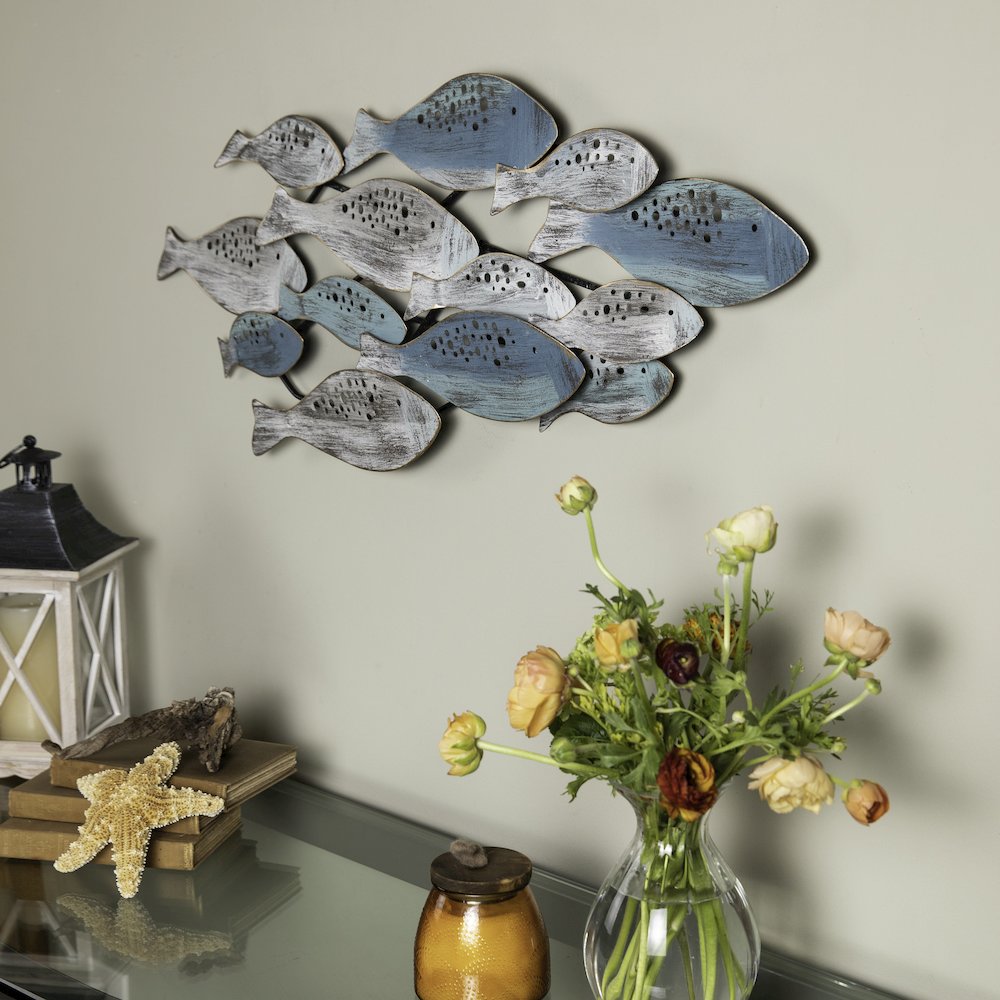 School of Fish Nautical Coastal Modern Metal Wall Art. Picture 4
