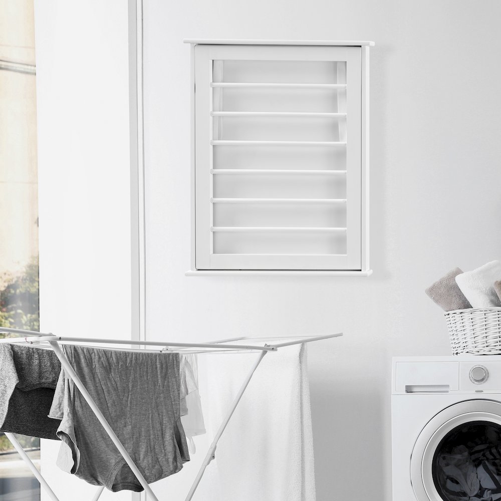 Folding Wall Mounted Drying Rack - White. Picture 2
