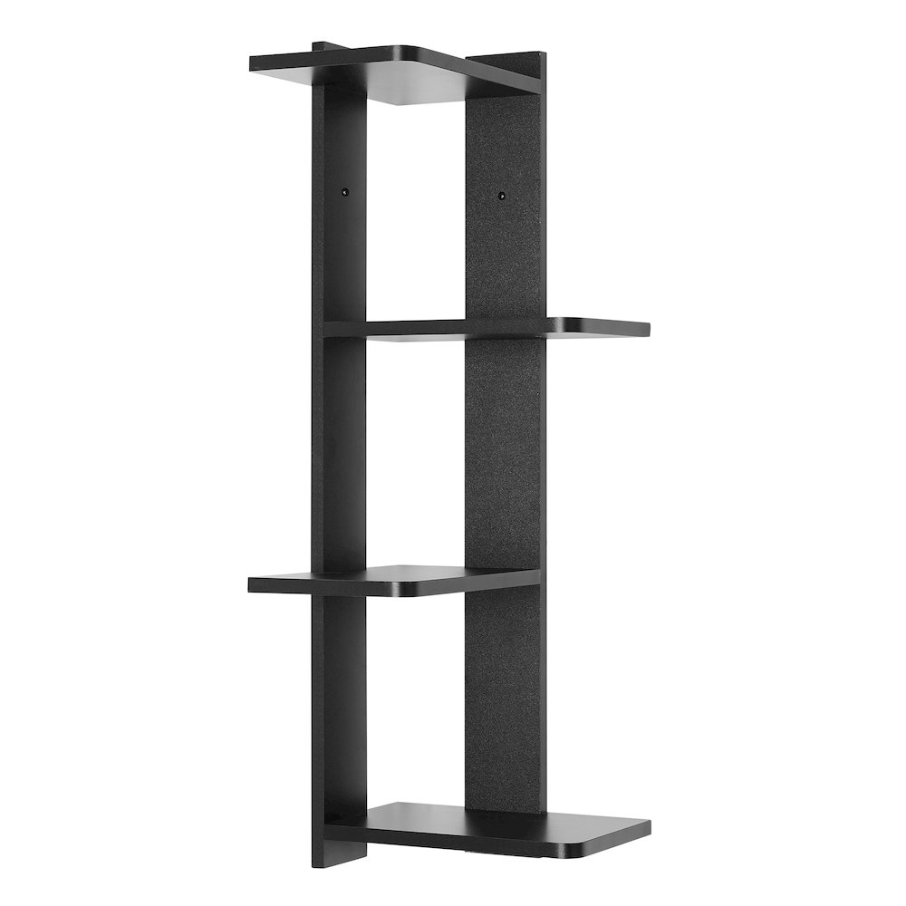 Alvar Corner 4-Tier Floating Ledge Column Wall Shelf - Black. Picture 1