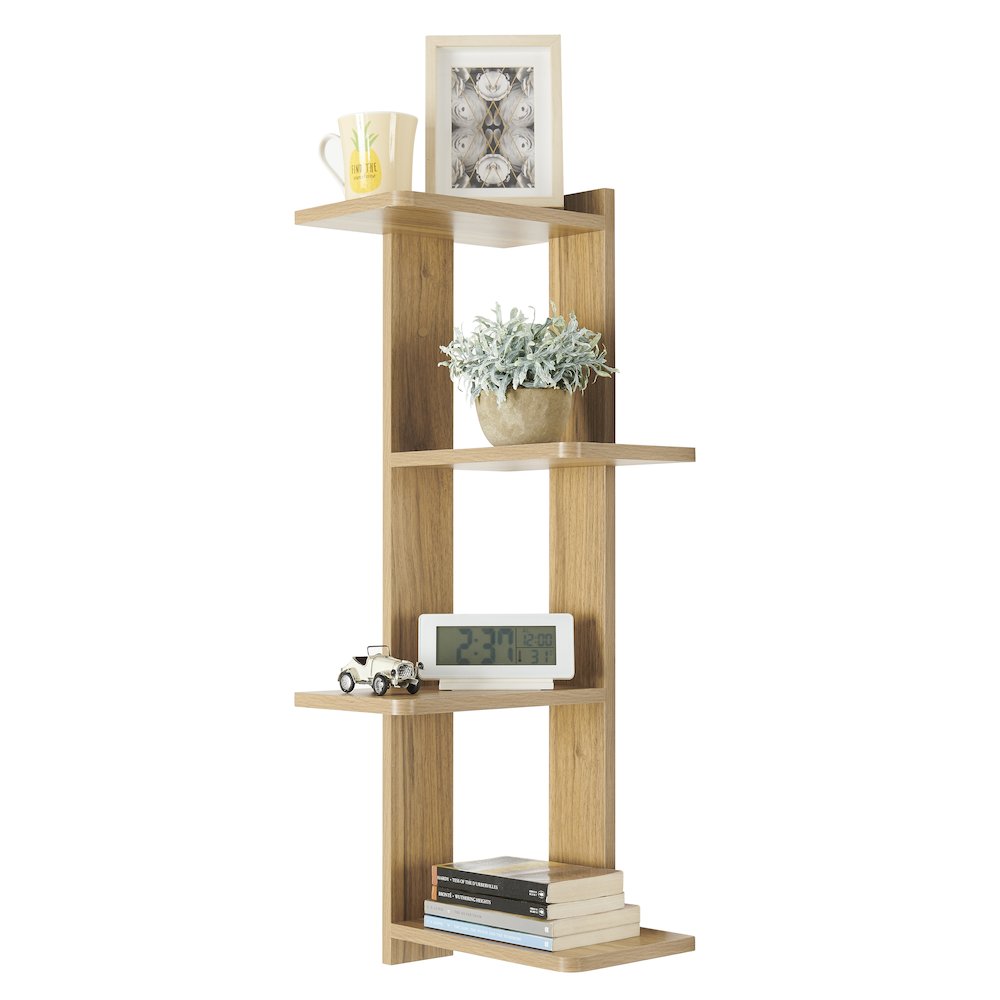 Alvar Corner 4-Tier Floating Ledge Column Wall Shelf - Chestnut. Picture 11
