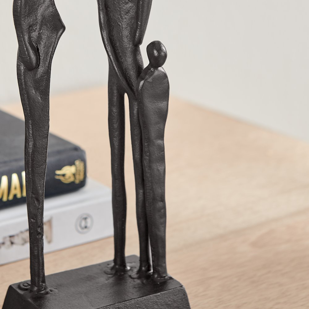Brown Cast Iron Abstract Family of Four Together Sculpture. Picture 5