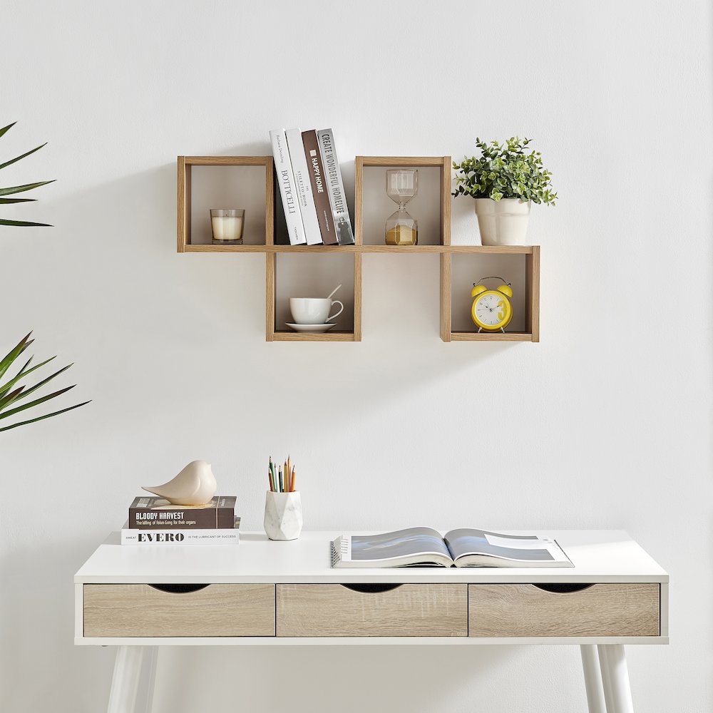 Cubby Chessboard Wall Shelf – Horizontal or Vertical - Chestnut. Picture 2
