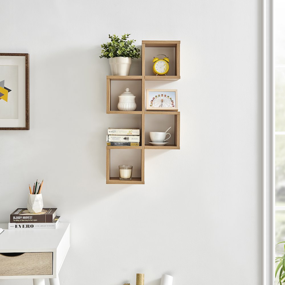 Cubby Chessboard Wall Shelf – Horizontal or Vertical - Chestnut. Picture 3