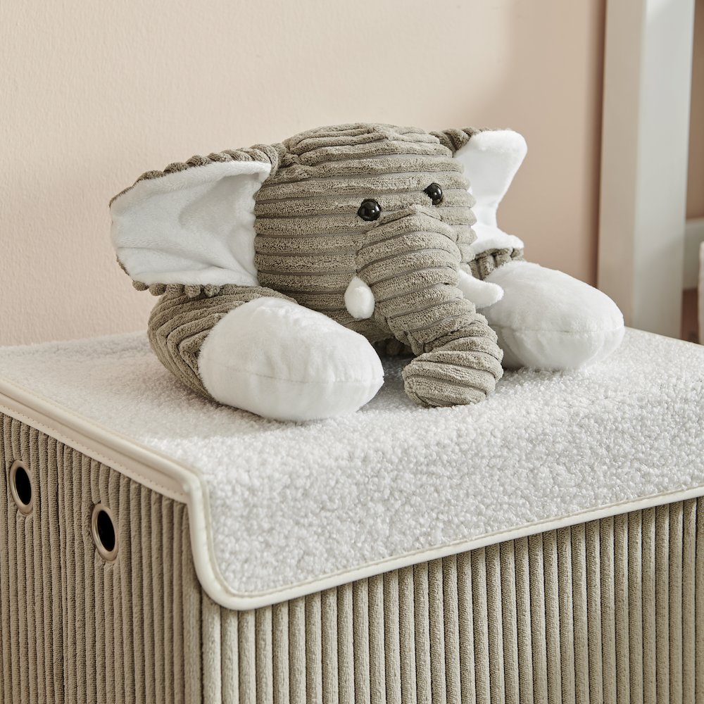 Collapsible Folding Corduroy Kids Plush Laundry Hamper Toy Storage Gray Elephant. Picture 7