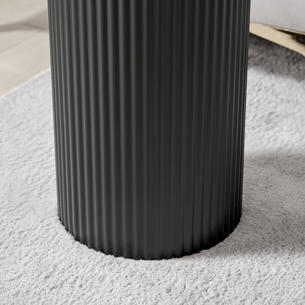Fritz Column Side Accent Table Black Base Gold Metal Column Faux Marble Laminate. Picture 8