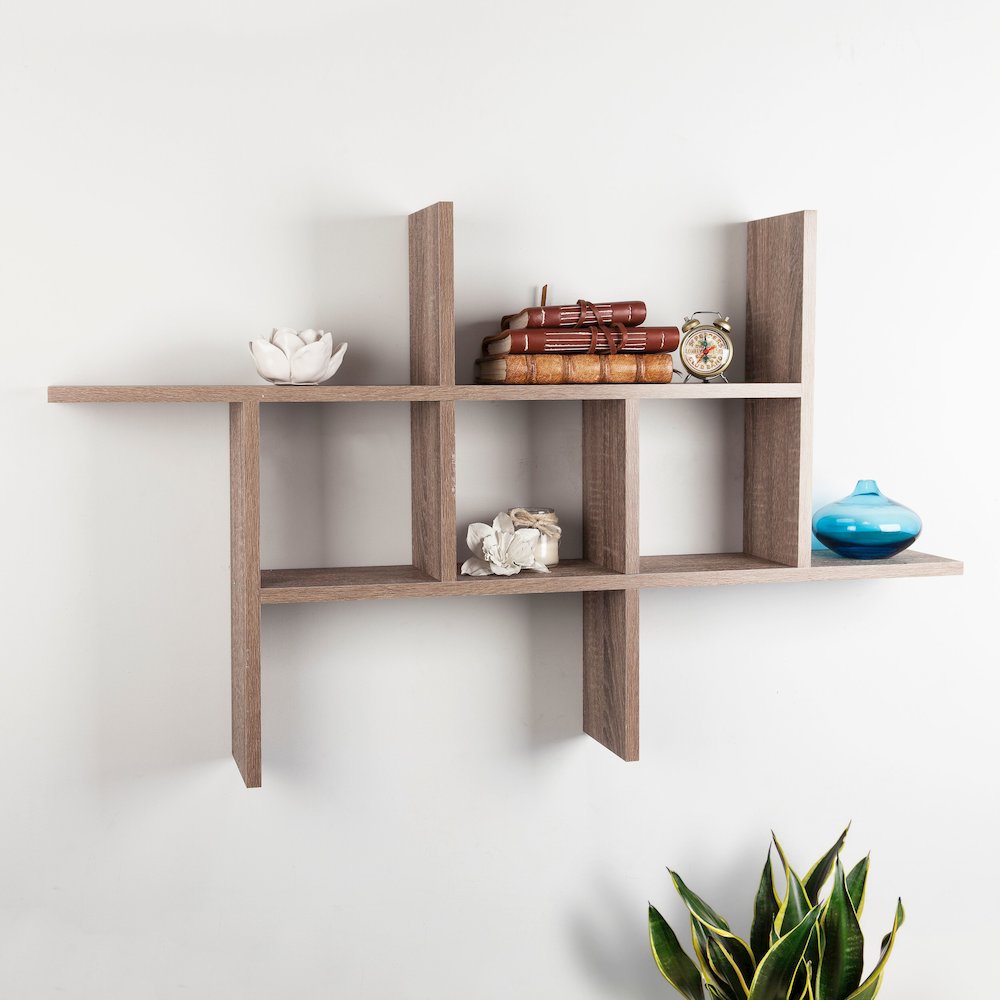 Cantilever Wall Shelf - Weathered Oak. Picture 4