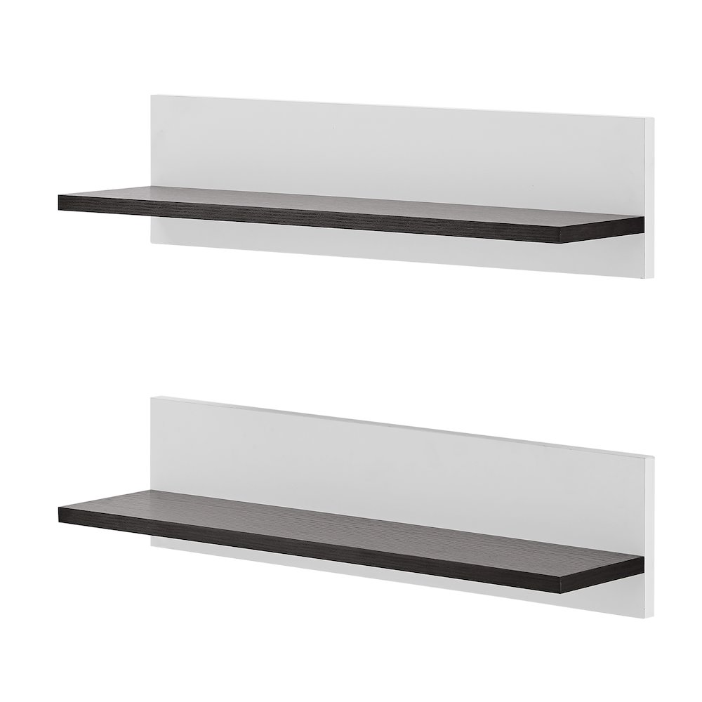 Repose Display Photo Ledge Shelf Set of 2 - White/Dark Walnut. Picture 12