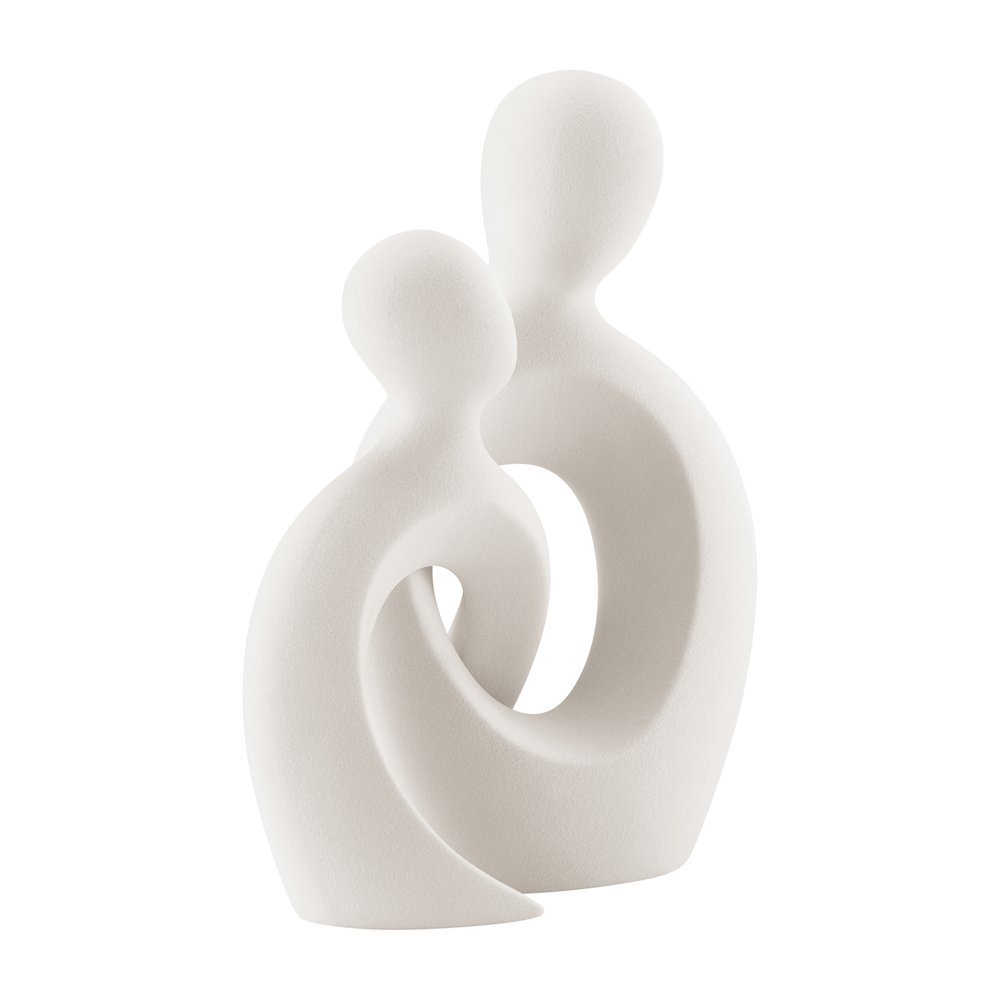 Hans Cream Intersecting Circle Tender Couple Matte Ceramic Sculpture Figure. Picture 7