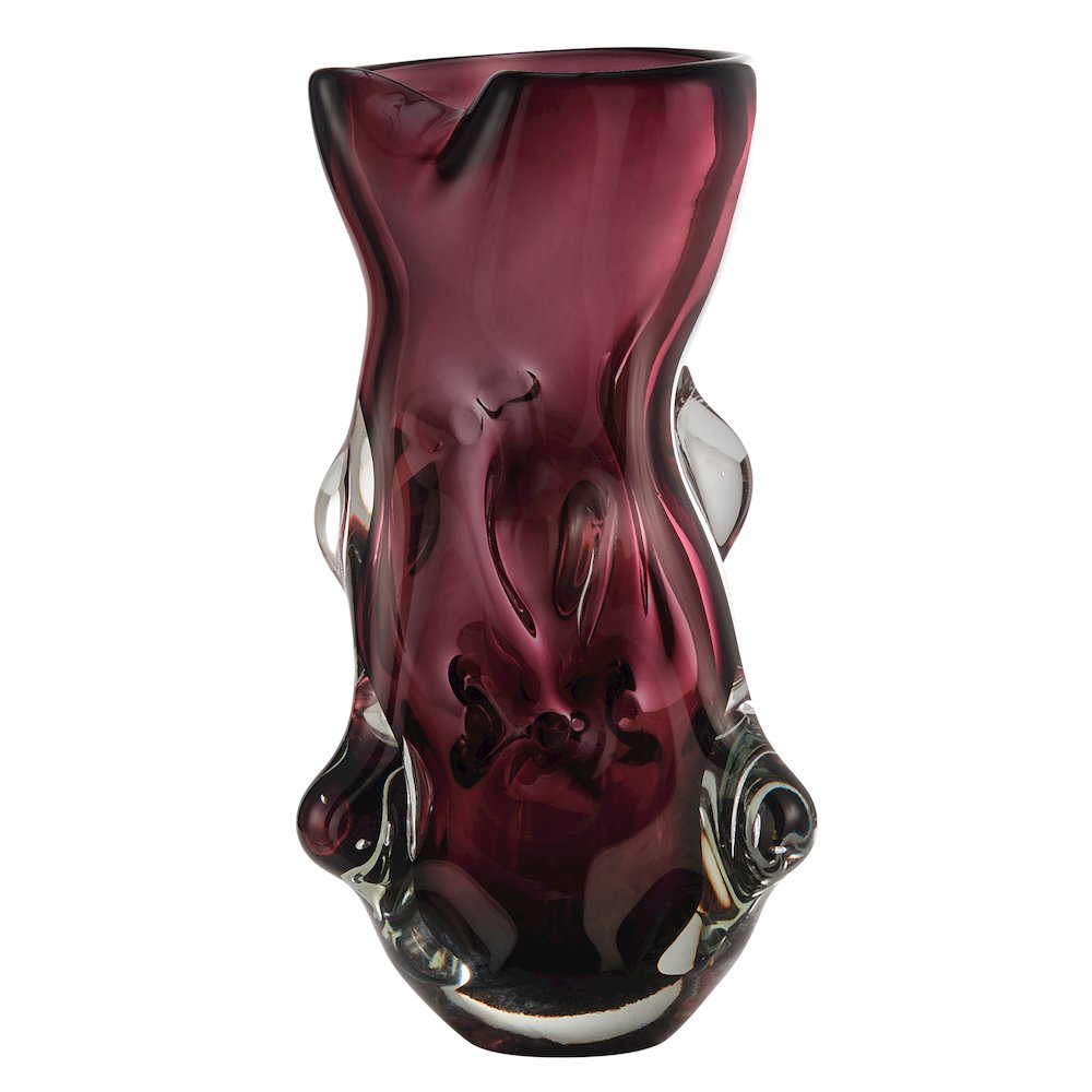 Sylvan Nodular Avant-Garde Sculpted Glass Grape Burgundy Purple Tabletop Vase. Picture 1