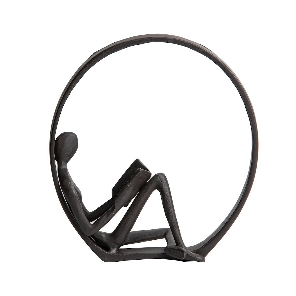 Contemporary Encircled Female Reader Cast Iron Sculpture Statue. Picture 8
