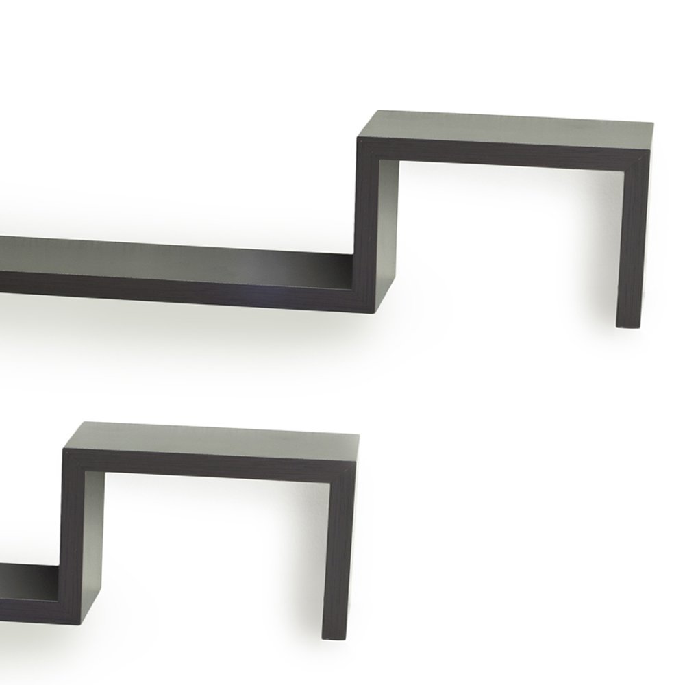 Espresso "S" Wall Mount Shelves (Set of 2). Picture 3