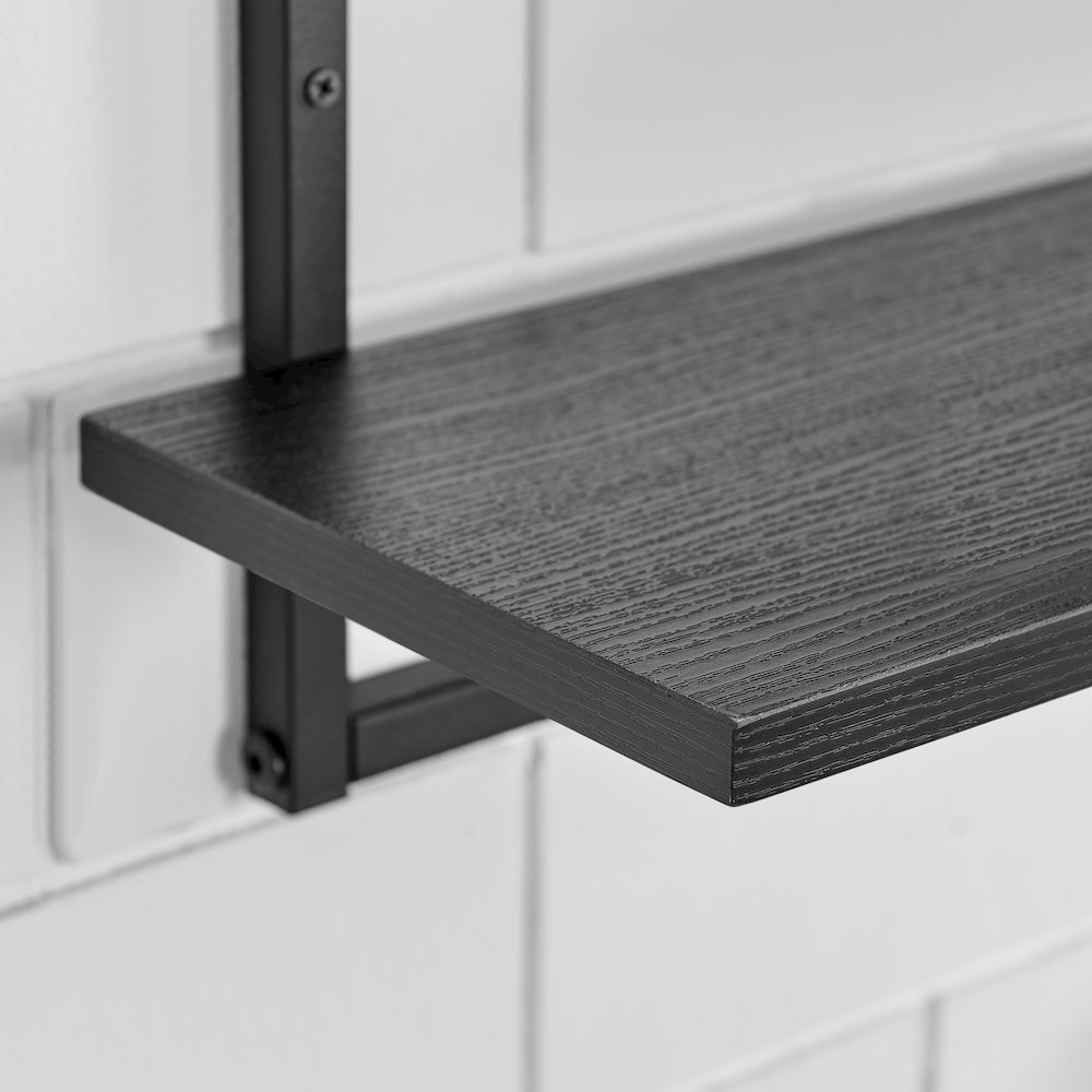 Rhodes 4 Tier Windowsill Wall Shelf with Black Metal Frame Black MDF Shelves. Picture 5