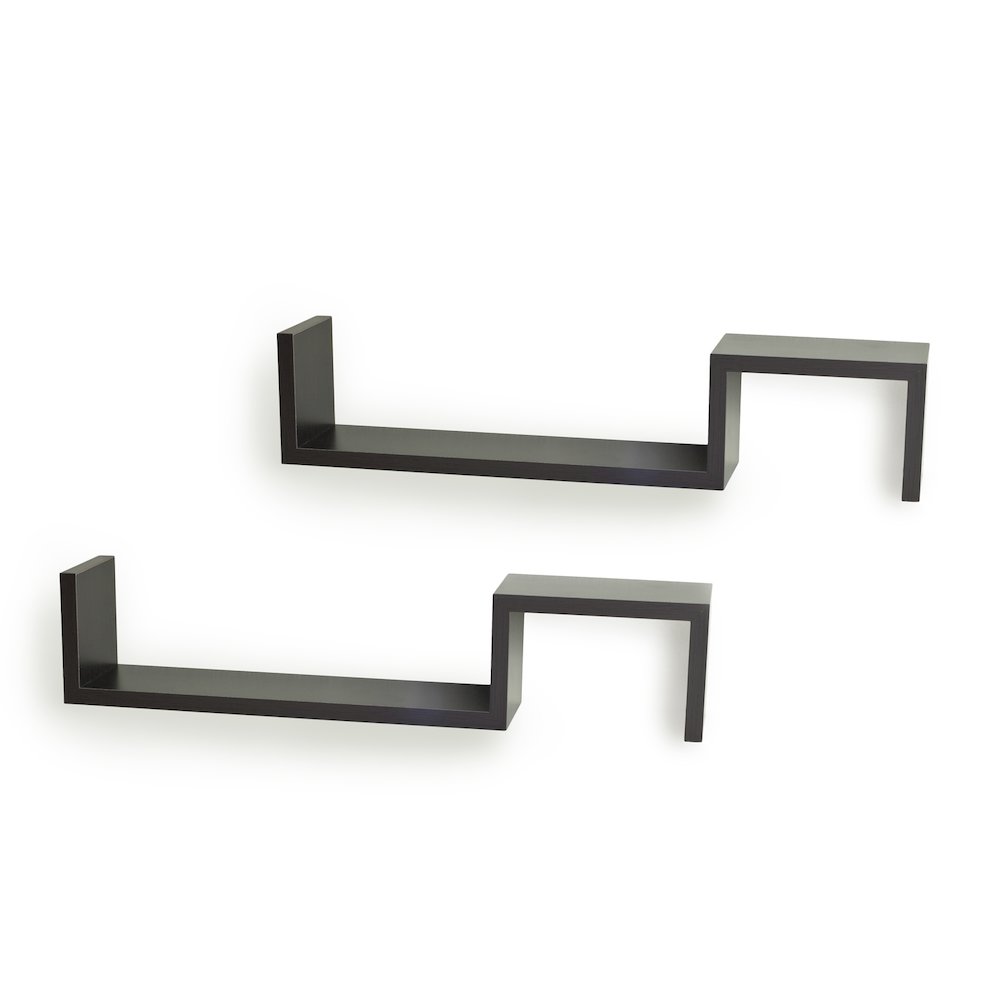 Espresso "S" Wall Mount Shelves (Set of 2). Picture 1