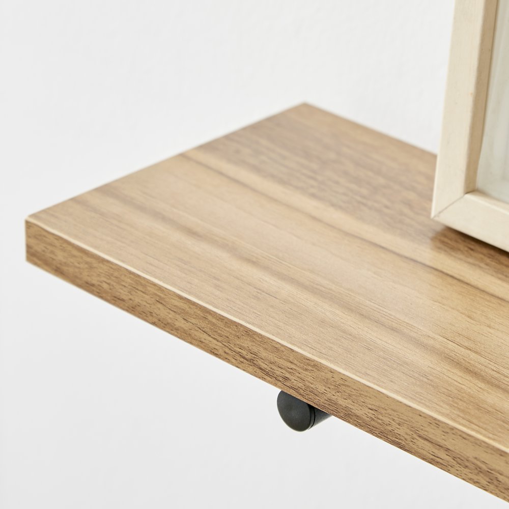Triangle Accent Wall Shelf Reversible Configuration - Black Metal Walnut Finish. Picture 8