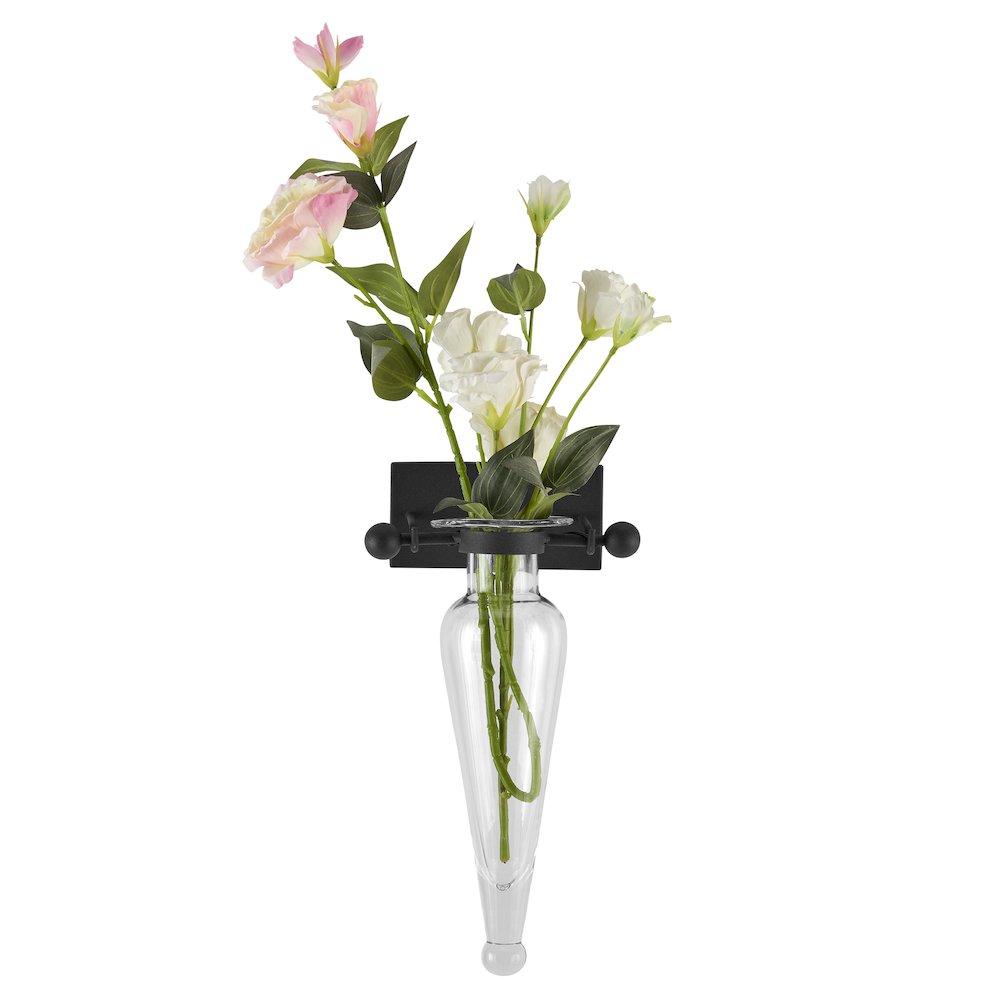 Clear Amphora Vase on Iron Sconce with Finials. Picture 7