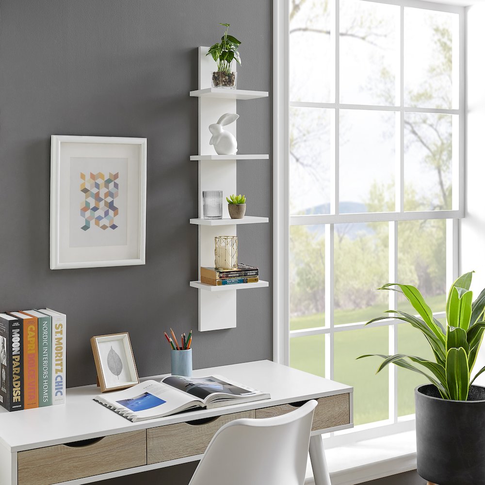 Arica Utility Column 4-Tier Spine Wall Shelves. Picture 7