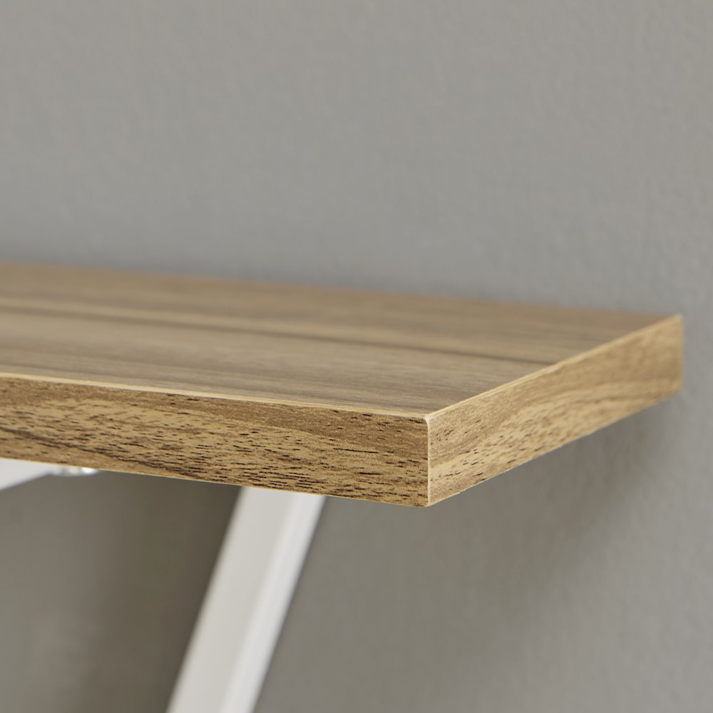Triangle Accent Wall Shelf Reversible Configuration - White Metal Walnut Finish. Picture 8