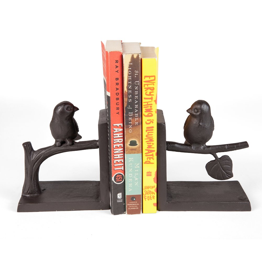 Birds on Branch Cast Iron Bookend Set. Picture 1