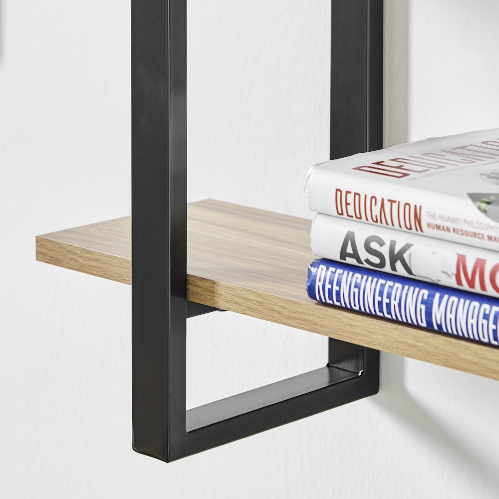 Rio Three Tier Floating Bracket Wall Shelf - Chestnut. Picture 5