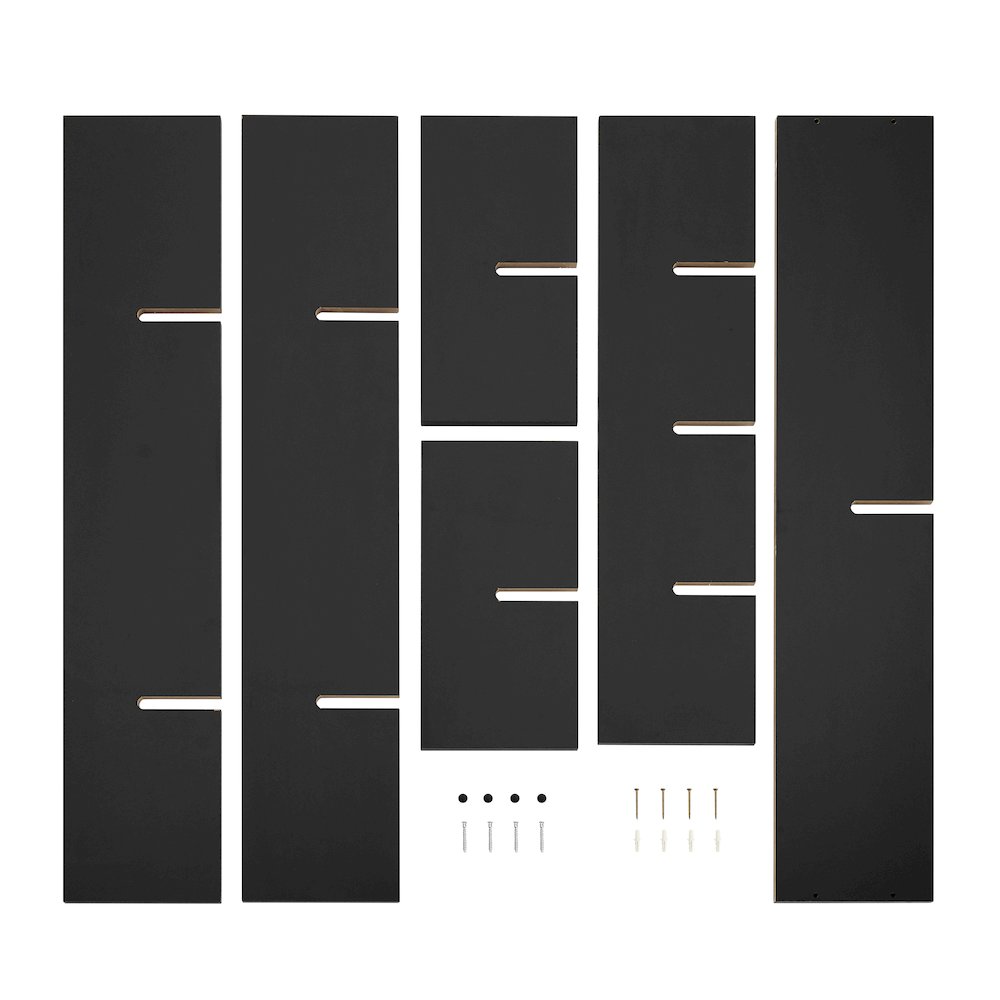 3-Tier Ladder Cantilever Asymmetrical Cubby Accent Wall Shelf – Black. Picture 12