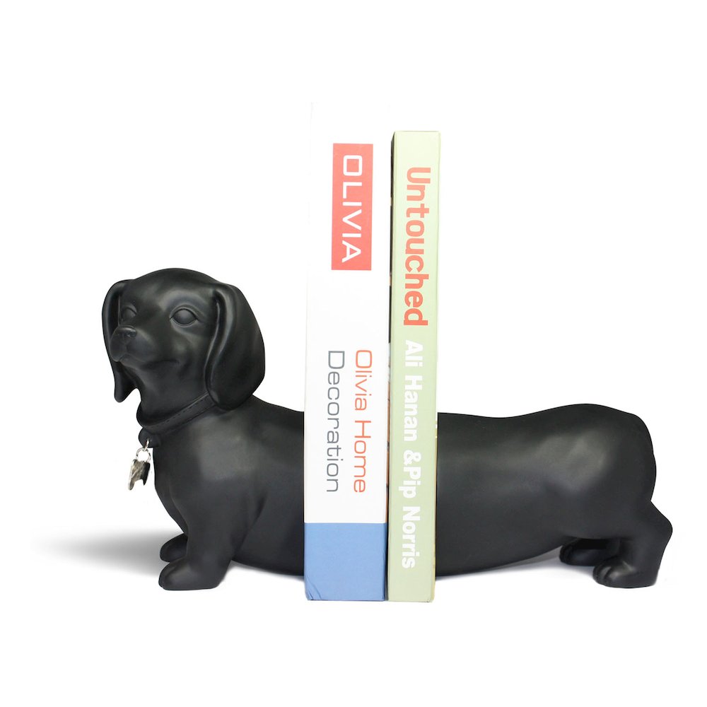 Dachshund Dog Bookend Set - Black. Picture 1
