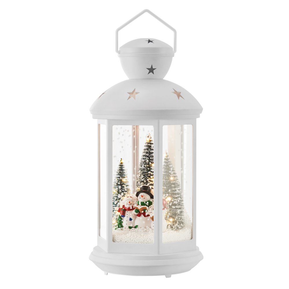 Christmas Scene Falling Snow Musical Snow Globe Diorama Lantern - White. Picture 8