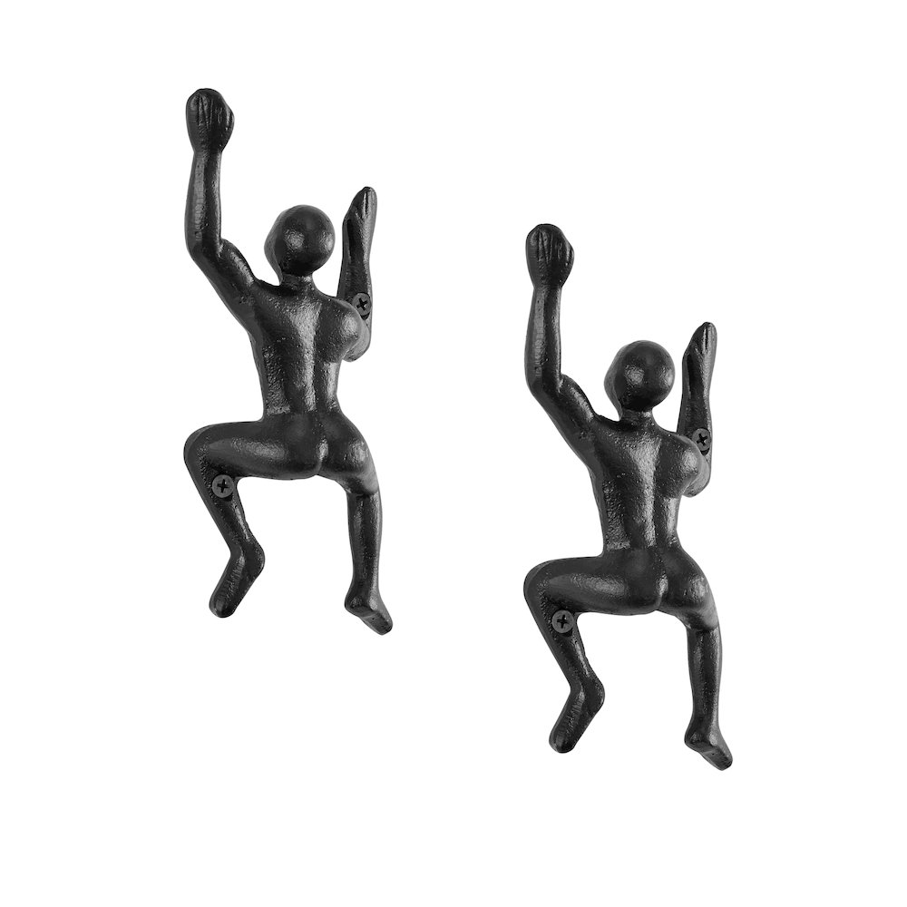 "Wall Climber" Cast Iron Decorative Black Wall Mount Hook (Set of 2). Picture 1